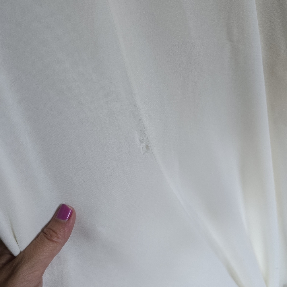 Tara Keely lace applique sheer ivory chiffon flowy wedding dress sz Small 2/4 - Picture 13 of 16